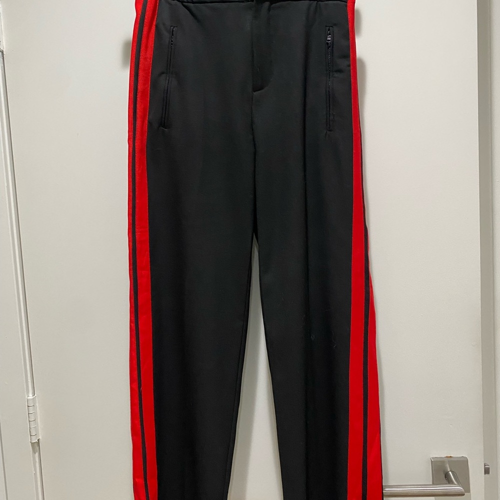 Zara Black Joggers with Red Stripes